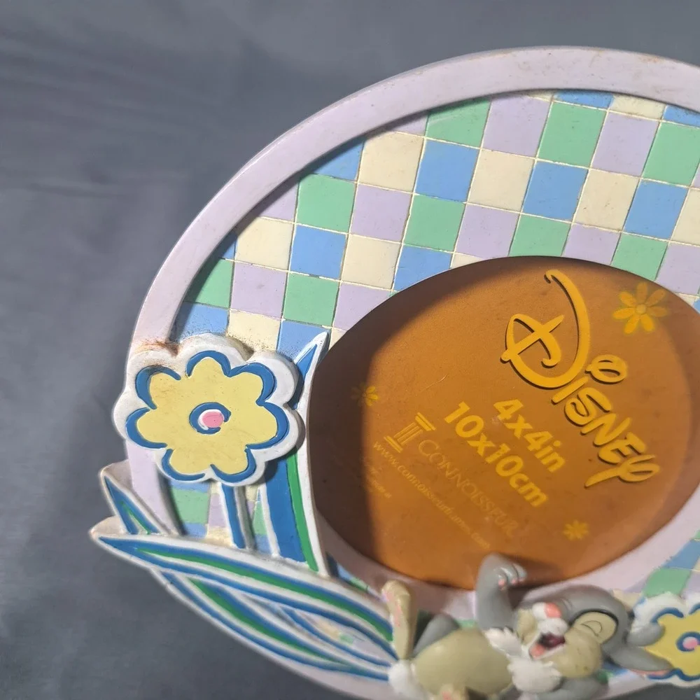 VTG Disney Thumper Bambi 4x4 Picture‎ Frame Connoisseur Pastel Checkered Nursery